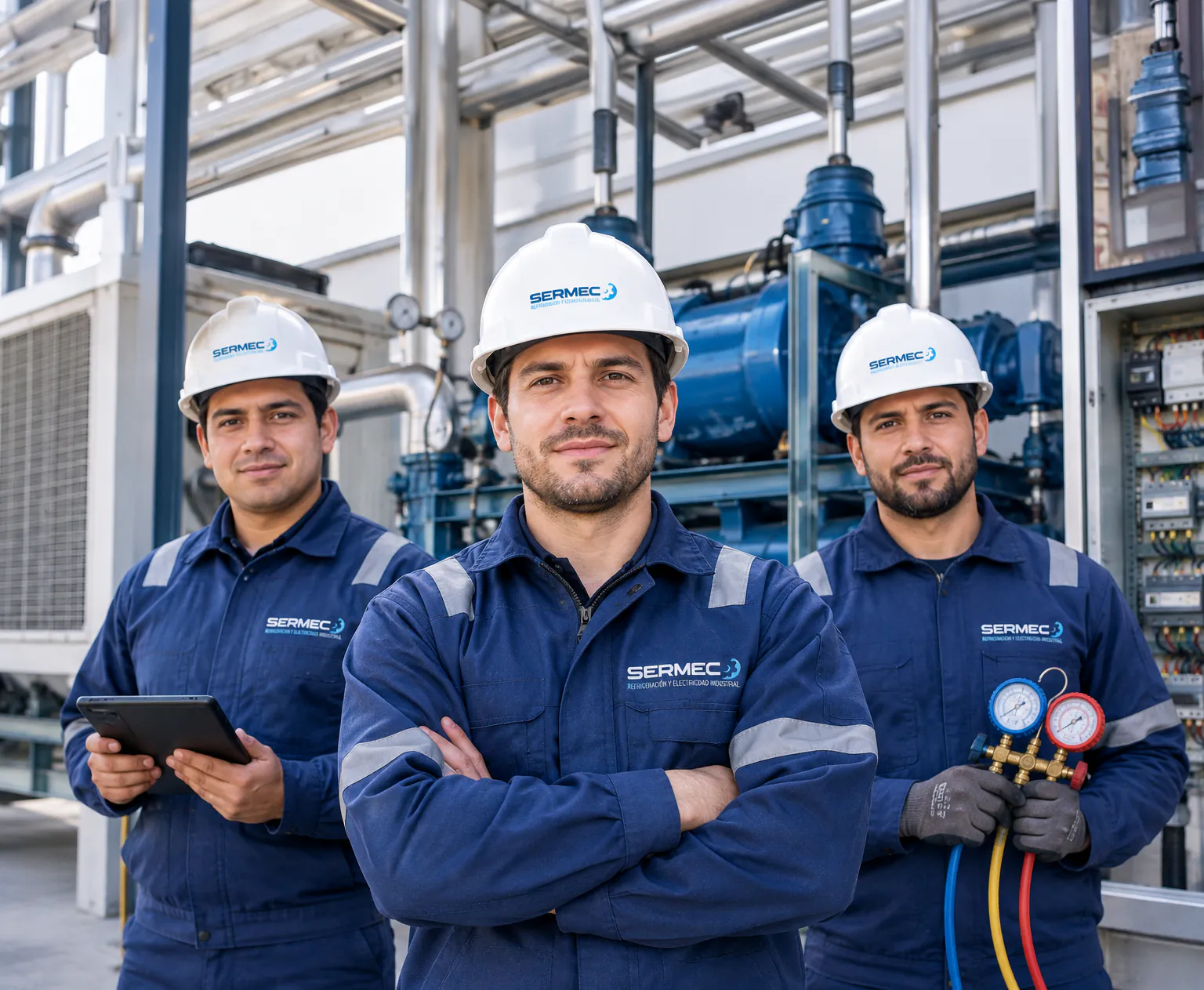Equipo técnico SERMEC en planta industrial